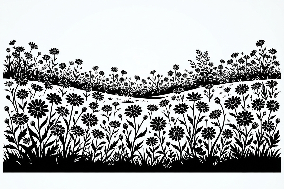 60 Daisy Flower Field Silhouette, a Seasonal Illustration by Amazin_art (Photo 13 of 35)