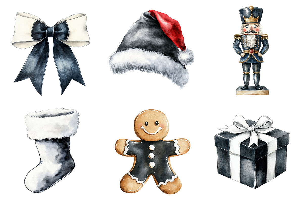 Black and White Christmas Clipart, a Graphic by CitraGraphics (Photo 3 of 4)