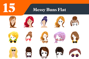 Messy Bun Flat Illustrations Bundle, a Duotone Icon by EllaMaiyaali
