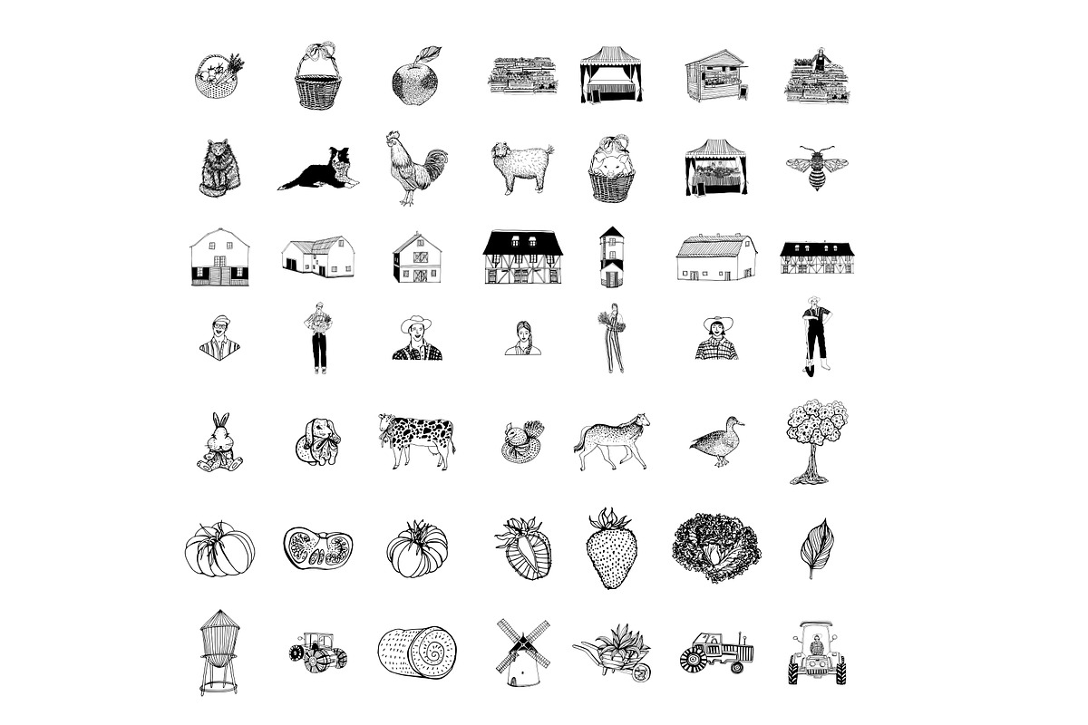Farm Clipart SVG Hand Drawn Market, a Decorative Illustration by Anada Arty (Photo 10 of 10)