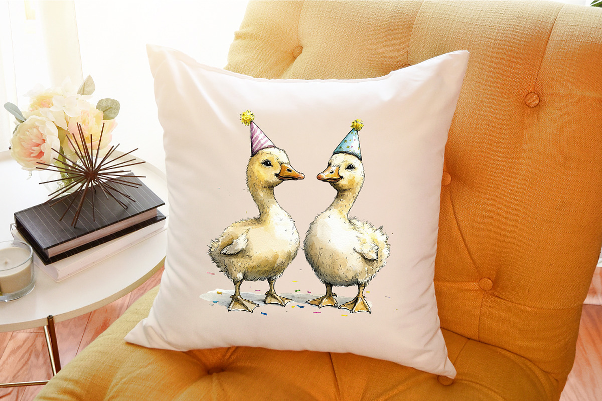 Watercolor Baby White Goose Birthday, an Illustration by Sublimation Artist (Photo 6 of 6)