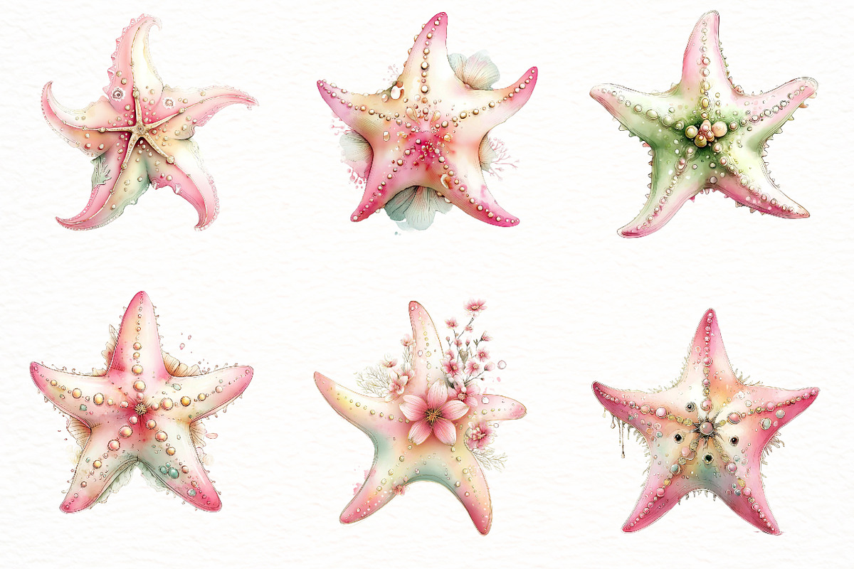 Whimsical Summer starfish clipart, an Illustration by Designworld (Photo 3 of 8)