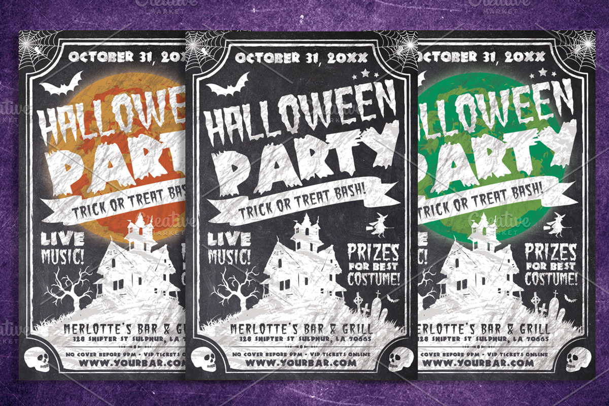 Chalk Halloween Flyer, a Flyer Template by SkyvaraSupply (Photo 2 of 3)