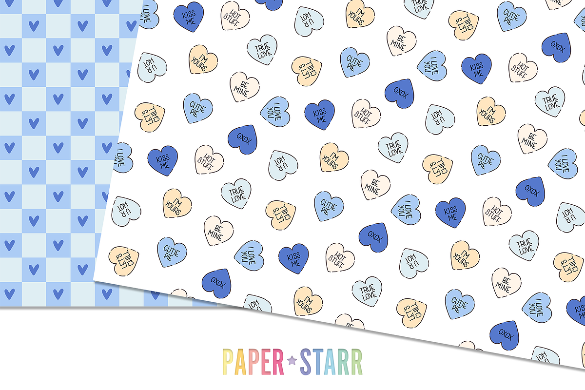Blue Valentines Day Patterns, a Pattern Graphic by Paper Starr Studio (Photo 7 of 7)