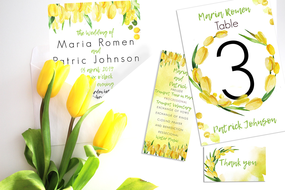 SpringTulips Pack!8psd of Invitation, an Invitation Template by holaholga (Photo 2 of 3)