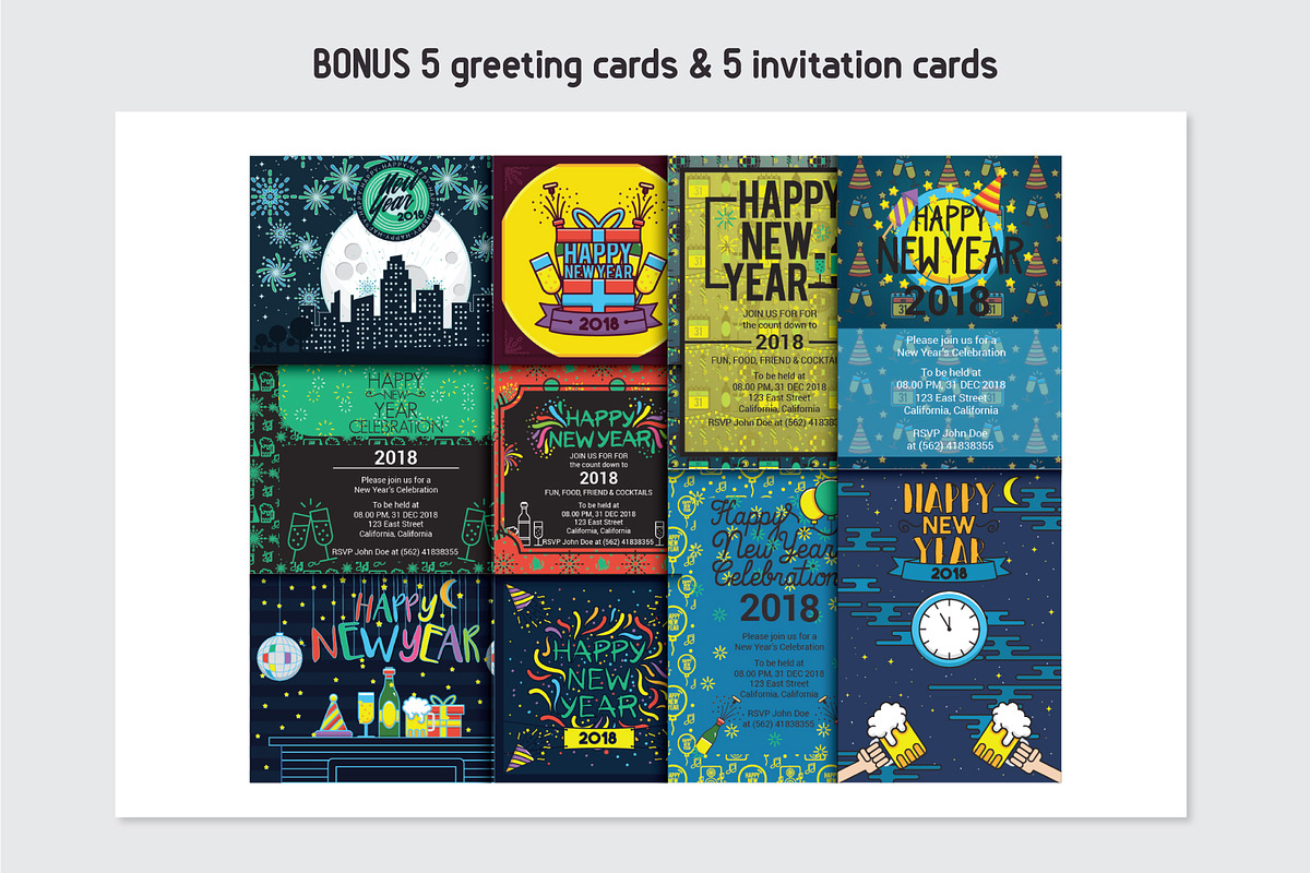 55 happy new year icons in 3 styles, an Outline Icon by LTNG STUDIO (Photo 6 of 6)
