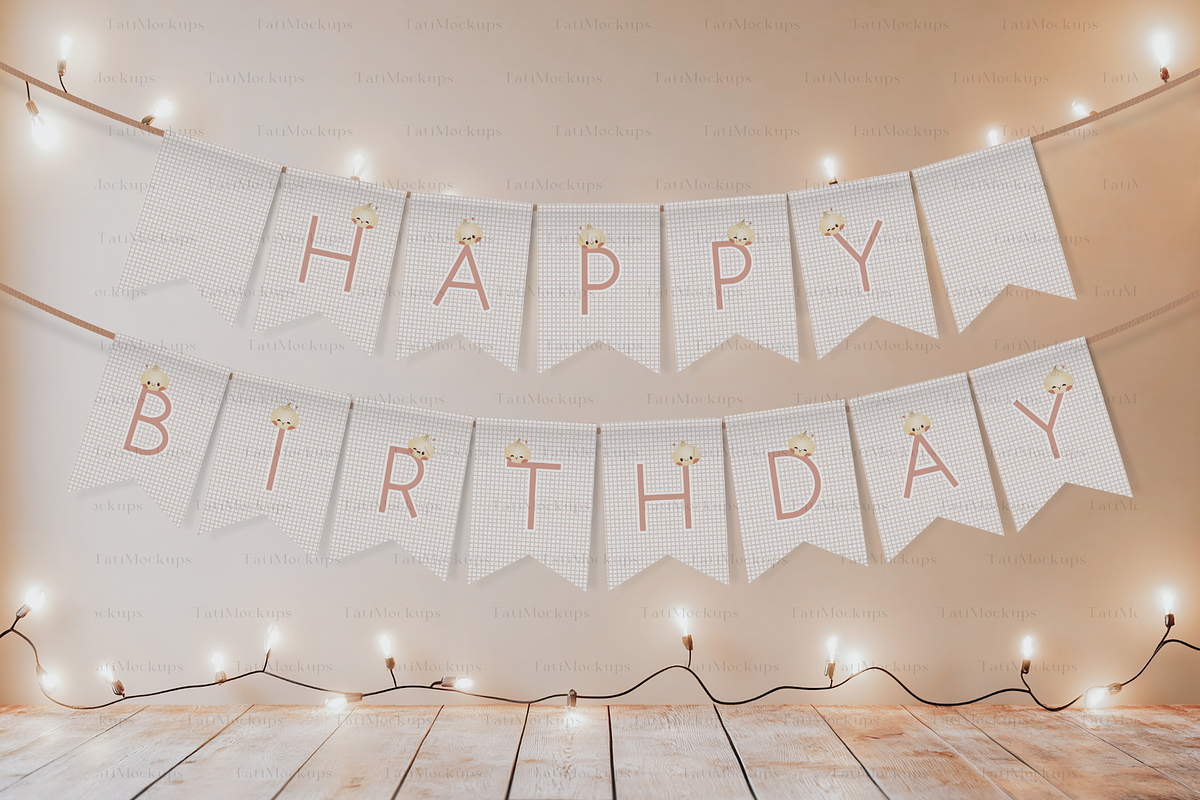 Wall Garland Mockup, Bunting Mock, a Product Mockup by TatiMockup (Photo 4 of 5)
