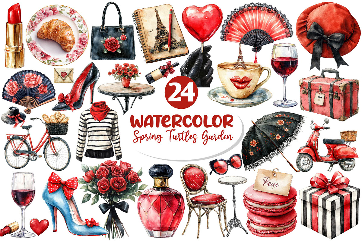 Parisian Summer Clipart, an Illustration by Dream Creation (Photo 1 of 4)