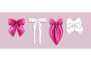 3D pink and white coquette bow, an Object Illustration by art PVP - market