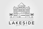 lakeside hotel and resort line art, a Graphic by Rizkaarishandy_shop (Thumbnail 1 of 2)