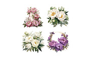 Watercolor Peony Clip Art, a Decorative Illustration by HoneyBunnyDigital (Thumbnail 7 of 14)