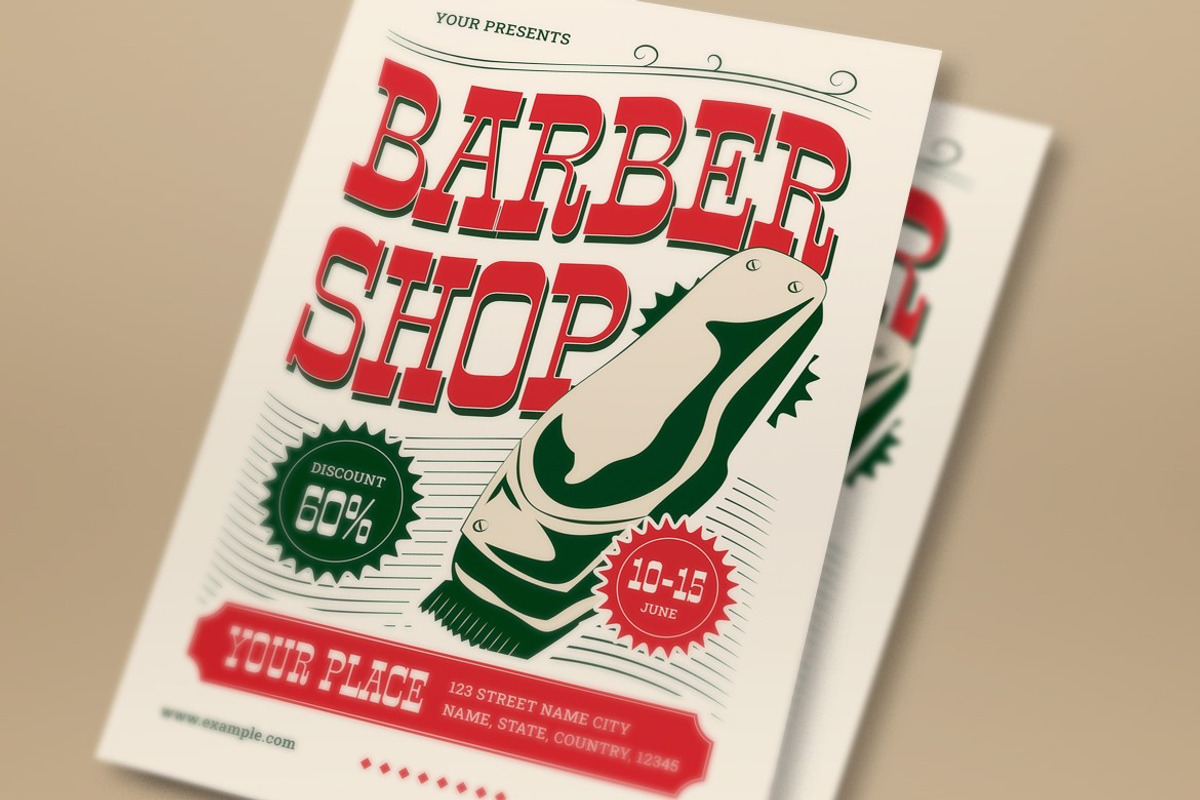 Cream Red Barbershop Flyer Set, a Flyer Template by graphicook (Photo 2 of 3)