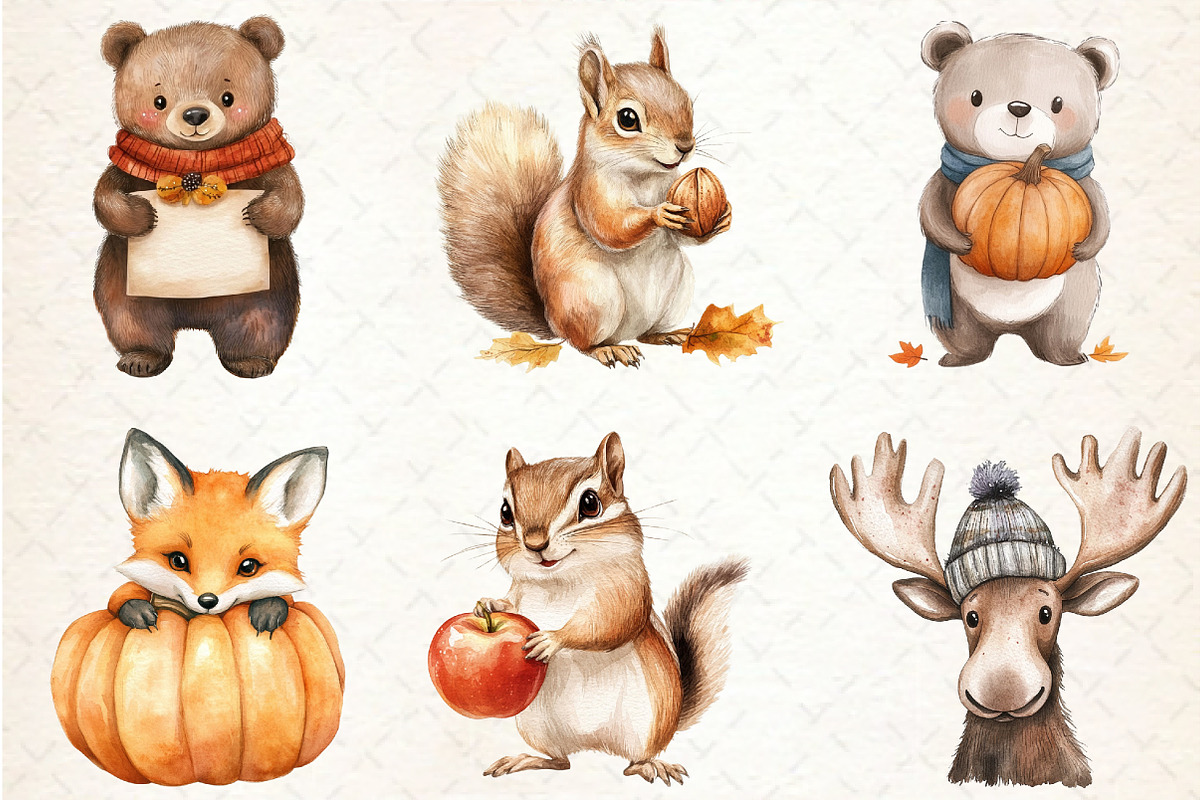Watercolor fall Animals Clipart, an Illustration by Rose Art (Photo 2 of 4)