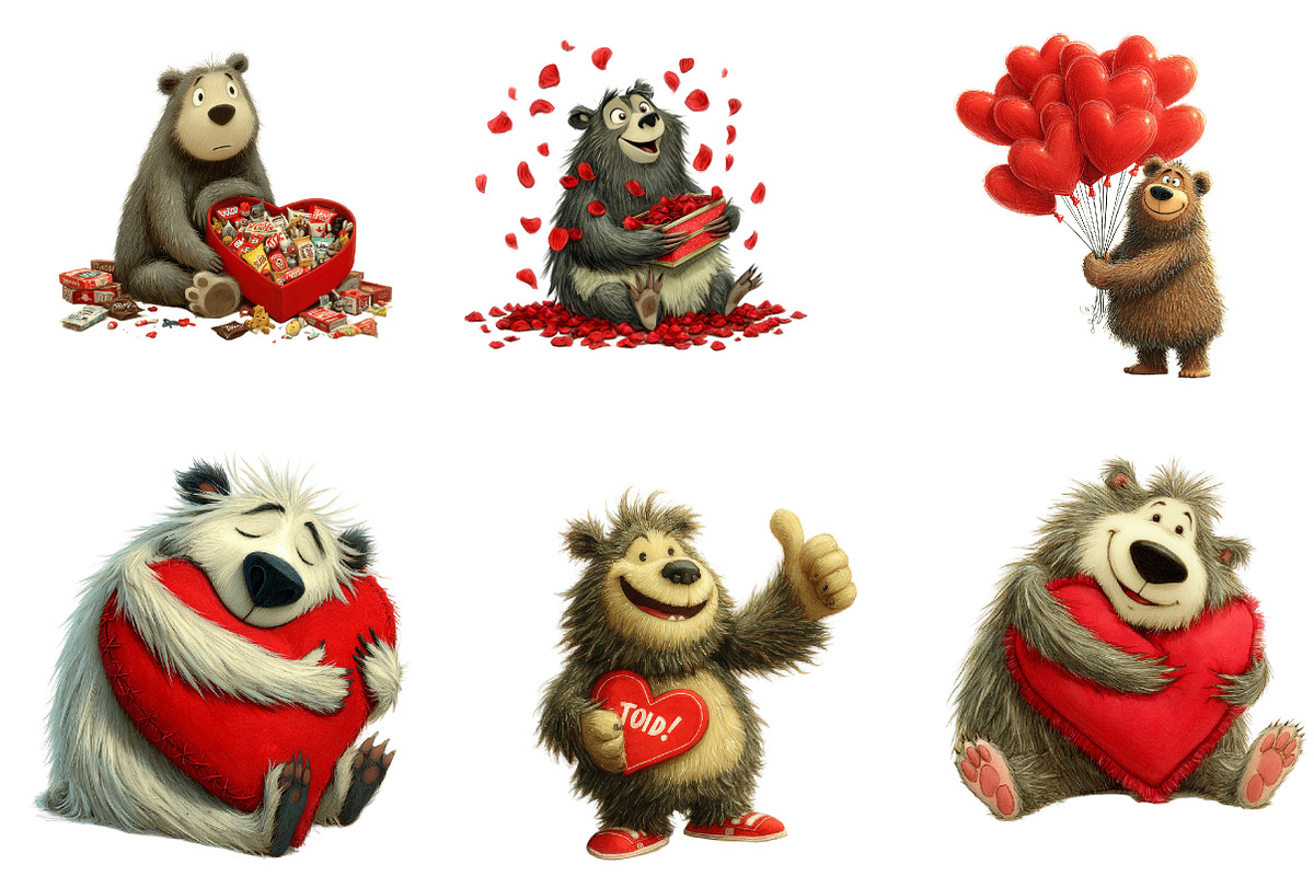Valentine Teddy Bear Clipart, an Illustration by CreationArt (Photo 6 of 6)