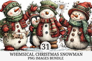 Whimsical Christmas Snowman PNG, an Illustration by Craft Nest