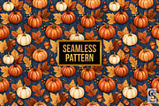 Denim Pumpkin & Leaves Pattern, a Pattern Graphic by Creative Store (Thumbnail 4 of 5)
