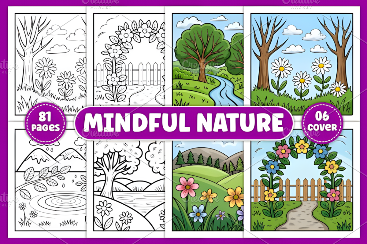 Mindful Nature Coloring Pages, a Decorative Illustration by Coco Bloom (Photo 1 of 6)