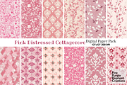 Pink Distressed Cottagecore Shabby, a Pattern Graphic by Fine Purple Elephant (Thumbnail 1 of 5)