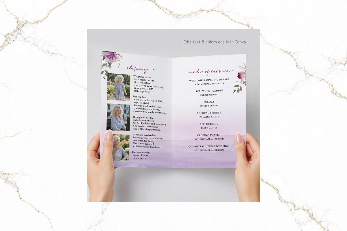 Funeral Bifold Program Canva FR009, a Brochure Template by TyphoonStudio (Photo 5 of 9)