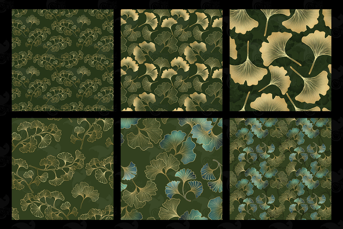Green and Gold Ginkgo Patterns, a Texture Graphic by Digital Curio (Photo 3 of 5)