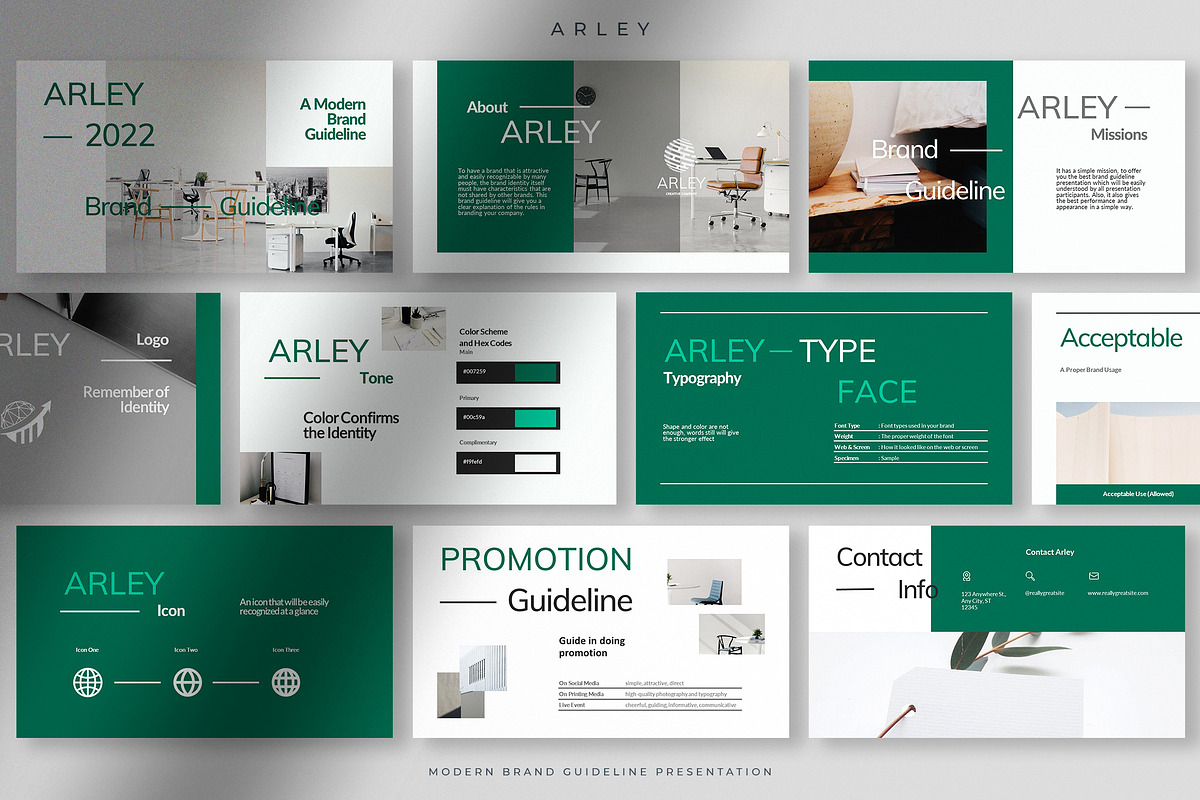 Arley - Modern Brand Guideline PPT, a Presentation Template by peterdraw (Photo 1 of 5)