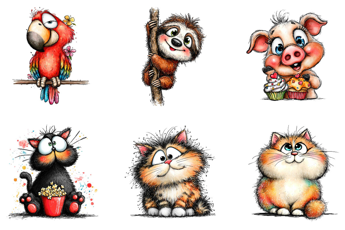 Quirky Funny Animals Clipart, an Illustration by CreationArt (Photo 2 of 5)