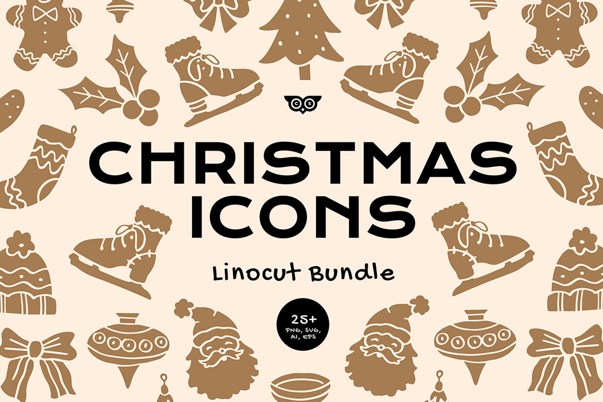Christmas Icons Linocut Bundle, an Illustration by ClayStudio (Photo 1 of 8)