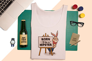 Set Of Hipster Bunny