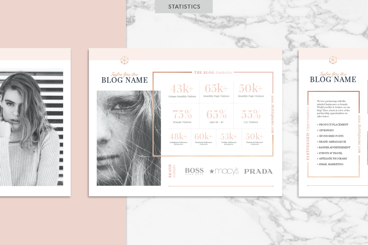 ROSE GOLD | Blog Media Kit, a Resume Template by Marigold Studios (Photo 4 of 9)
