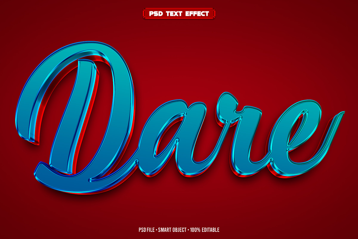 Dare 3D editable text effect, a Layer Style Add-On by Hello Muh (Photo 1 of 2)