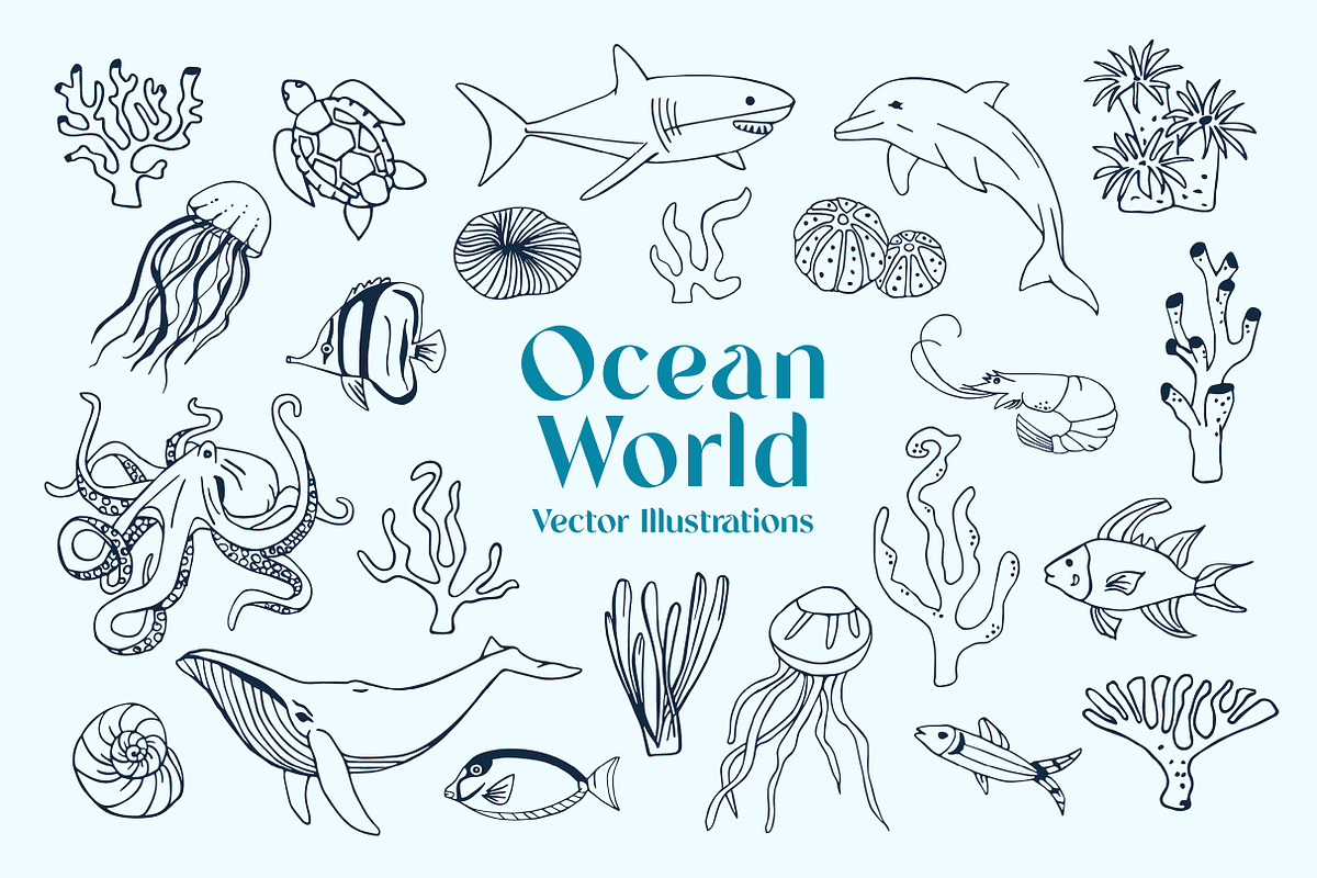 Ocean Marine Animal Illustrations, an Animal Illustration by Annakaroline (Photo 2 of 8)
