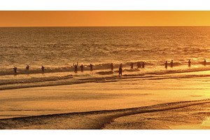 Fishermen fishing in the ocean at, a Nature Photo by Goinyk