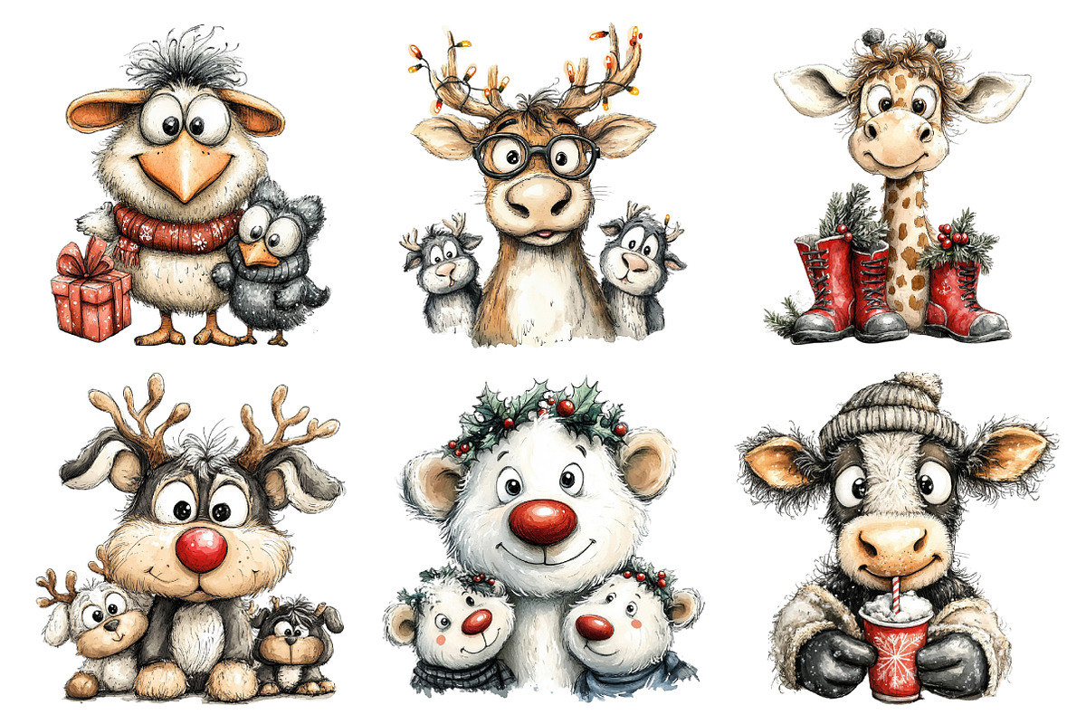 Christmas Quirky Animals Clipart, an Illustration by Daily.Designs (Photo 5 of 5)