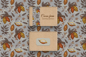 Cocoa Farm. Seamless Patterns.