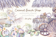 Coconut Beach Shop watercolor, a Food Illustration by Shabbypie (Thumbnail 1 of 9)