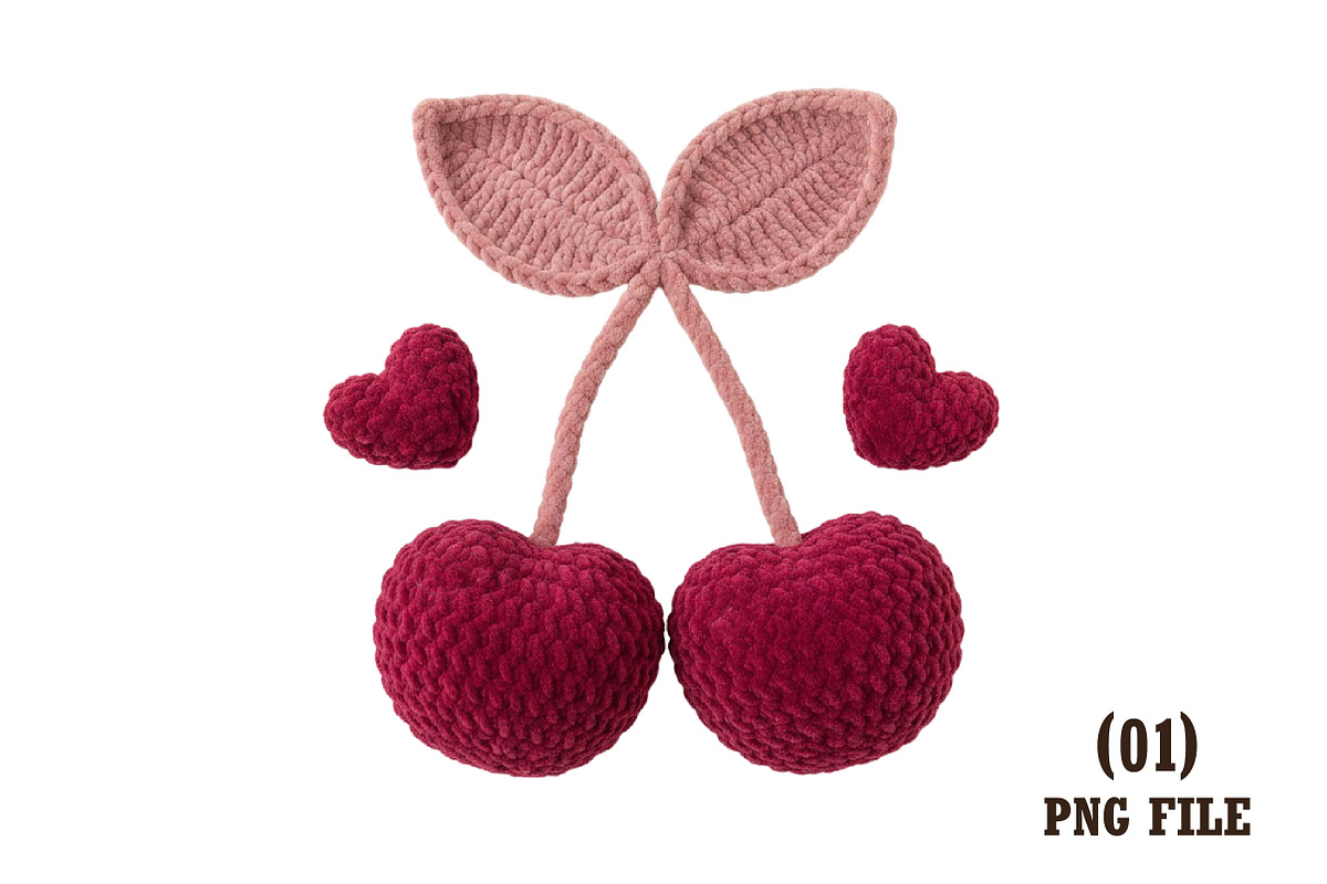 Faux Crochet Valentines Day Cherry, an Illustration by DreamArtGraphic (Photo 1 of 6)