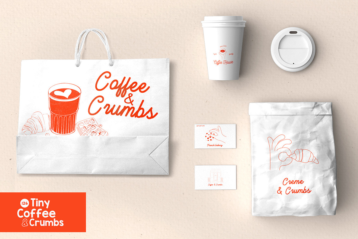 Tiny Coffee & Crumbs icons, an Object Graphic by Mio Buono (Photo 2 of 10)