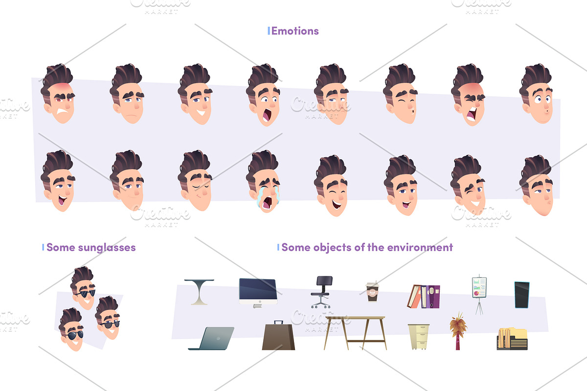 %SALE% -Cheerful Guy Creation Kit, an Object Graphic by VectorVision (Photo 7 of 9)