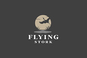 Flying Stork, Sunset Silhouette Logo, a Branding & Logo Template by Glowin_studio (Thumbnail 1 of 2)