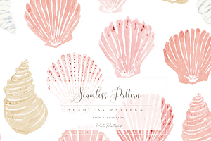 Seamless Seashell Watercolor Pattern, a Pattern Graphic by Pati Charm Studio