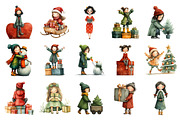 Watercolor Christmas Girls Clipart, an Illustration by Daily.Designs (Thumbnail 2 of 3)