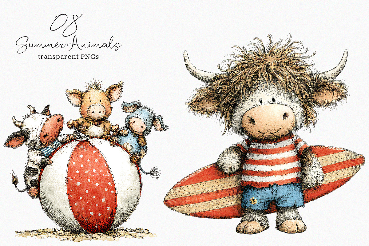 Whimsical Summer Animals Clipart, an Illustration by SinaCreation (Photo 7 of 7)