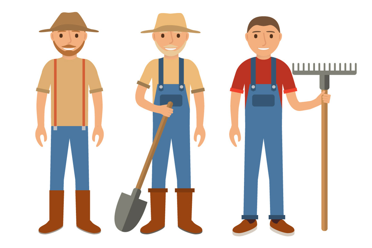 Farmers using agricultural tools, a Person Illustration by Dukesn