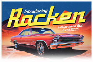 Racken Retro Futurism Display Font, a Script Font by Letterhend Studio