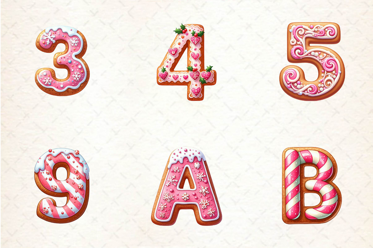 Pink Christmas Gingerbread Alphabet, an Illustration by CreationArt (Photo 3 of 7)