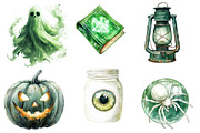 Green & White Halloween Clipart, an Illustration by SinaCreation (Thumbnail 2 of 5)