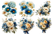 Cream and Blue Flowers Clipart, an Illustration by Designworld (Thumbnail 7 of 8)