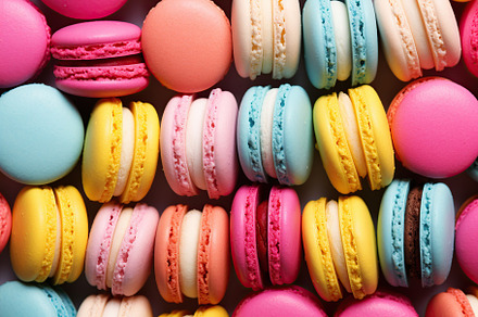 Colorful macarons dessert background, a Food & Drink Photo by AlyaAnd