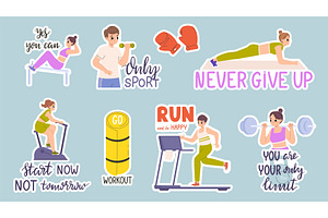 Sport stickers with hand lettering, a Sport Illustration by Valerie Bodnar