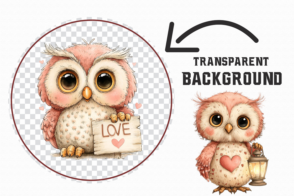 Whimsical Valentine Owl Clipart, an Illustration by Libby Wishes (Photo 5 of 7)